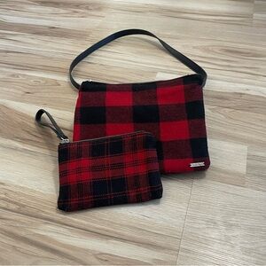 Charlie Paige red and black cross body bag and wristlet purse